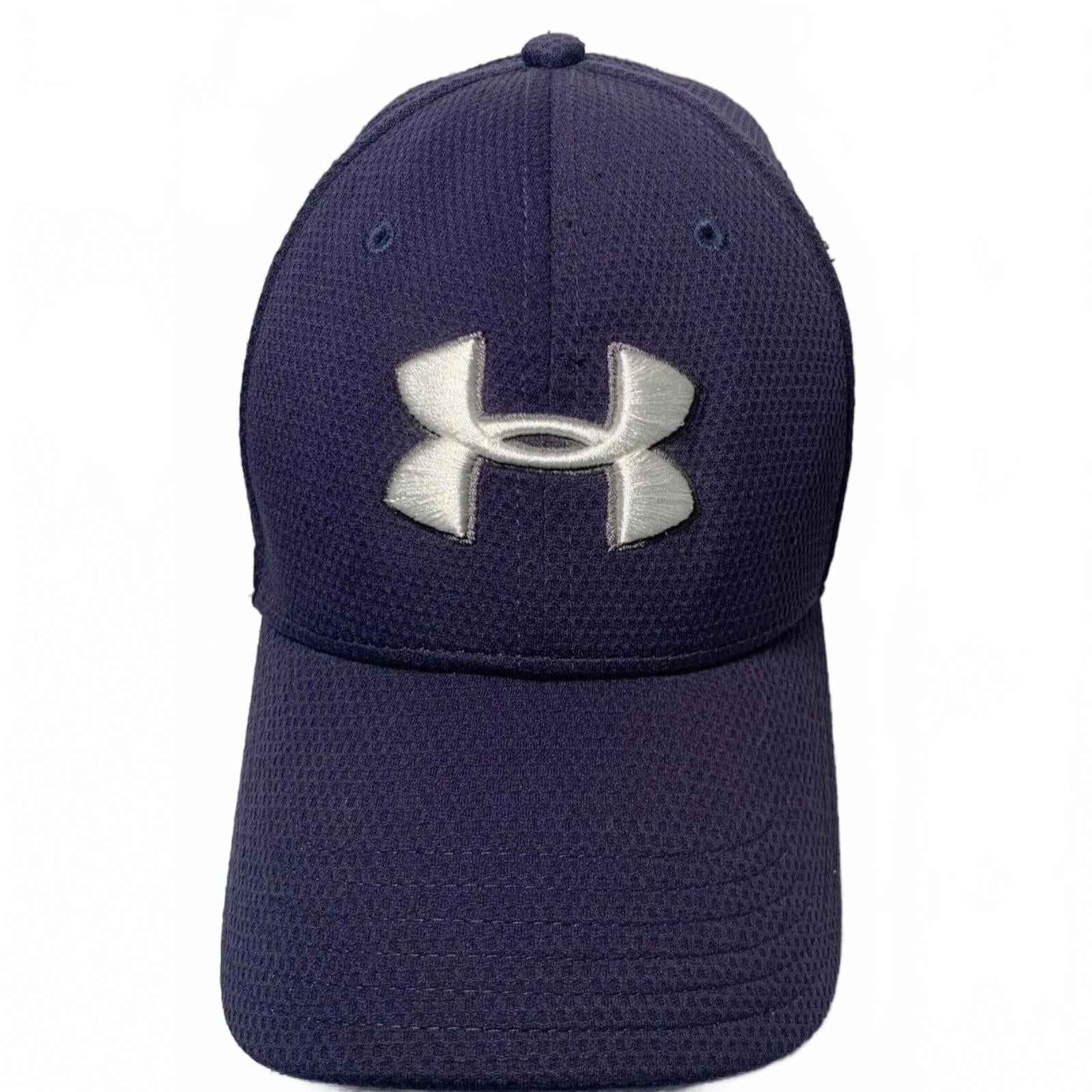 Under Armour Blue White Ball Cap Hat Fitted M/L Baseball.