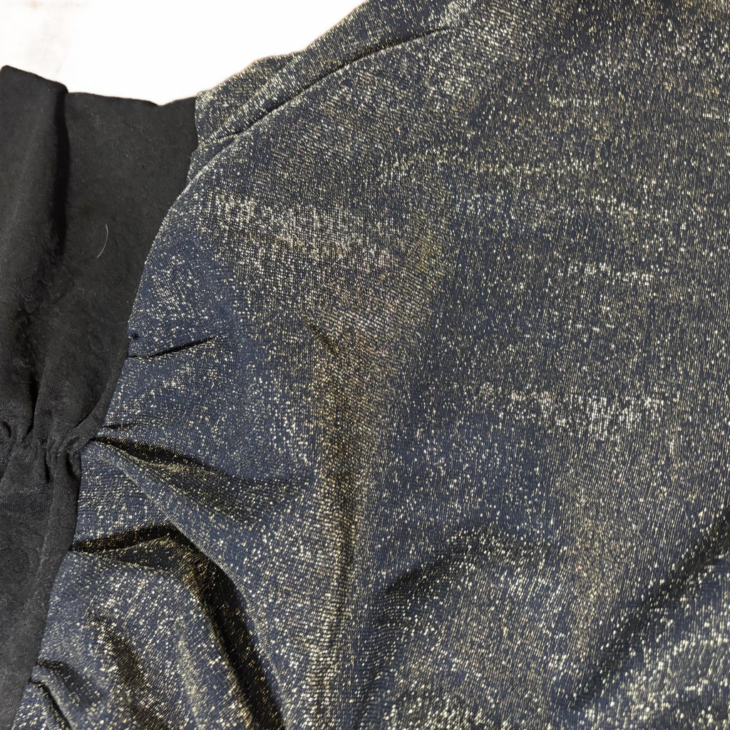 Women's Black and Metallic Elastic Waist Skirt with Anchor Patch VTG - Come Sell Nearly Anything