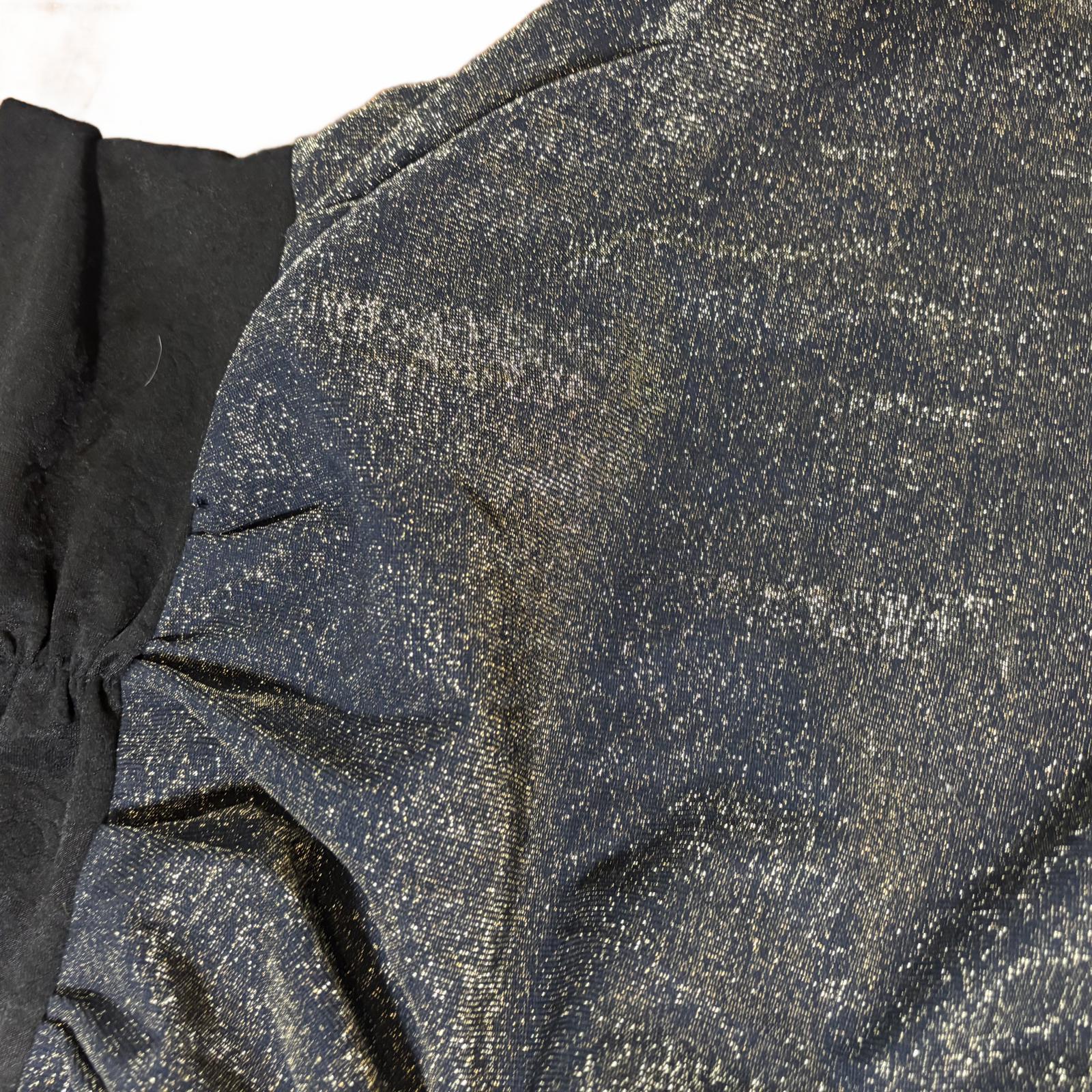 Women's Black and Metallic Elastic Waist Skirt with Anchor Patch VTG - Come Sell Nearly Anything