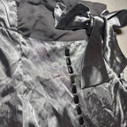 Women's CCT Fashion Silver Satin Bubble Hem Skirt with Ribbon Detail Size M BNWT