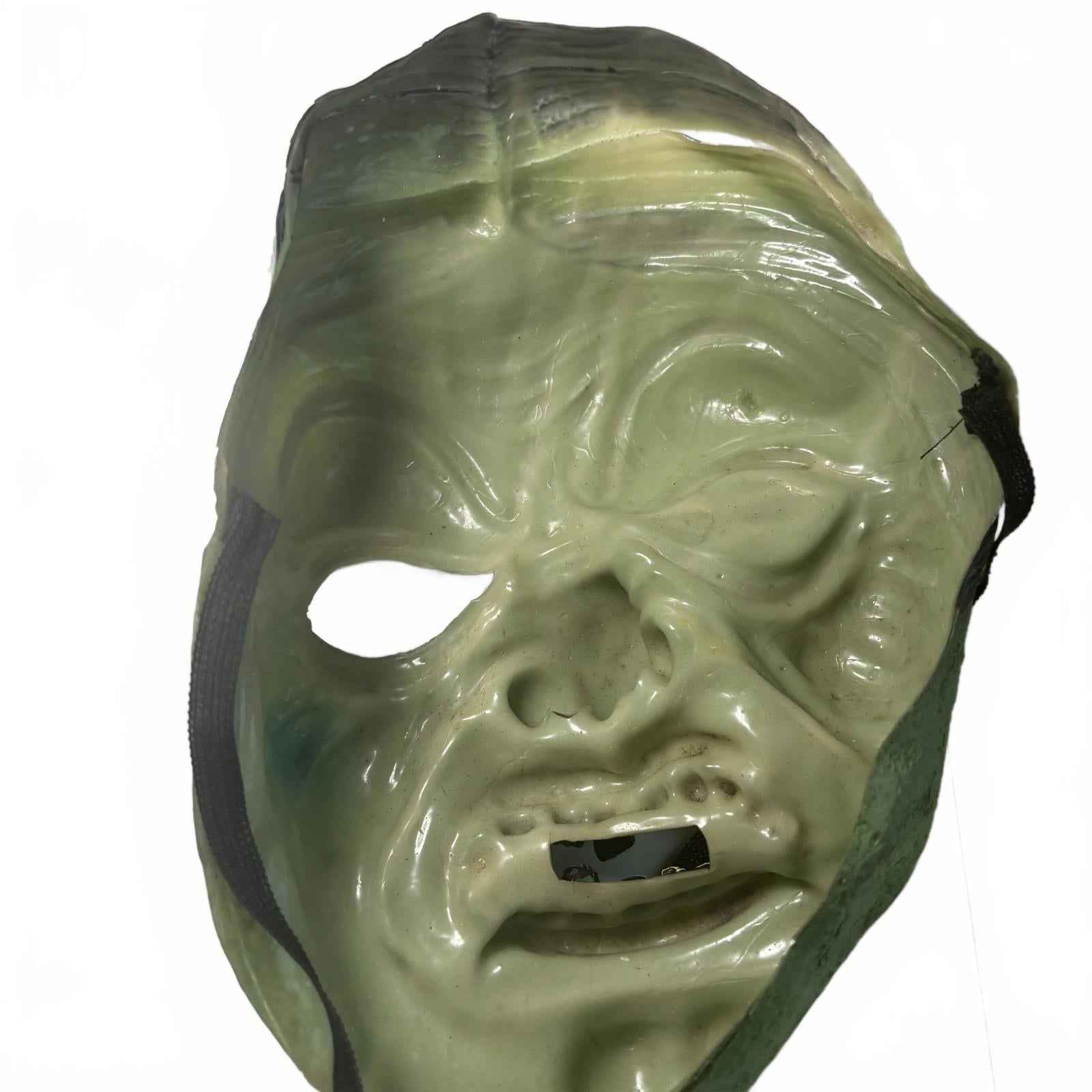 70-80s Green Halloween Witch latex Mask with Detailed Features