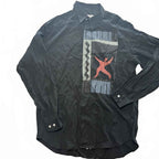 Plot Large Black Long Sleeve Vintage Shirt with Graphic Print