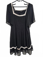 Expression Black Sheer Dress with White Crochet Trim Size 1B