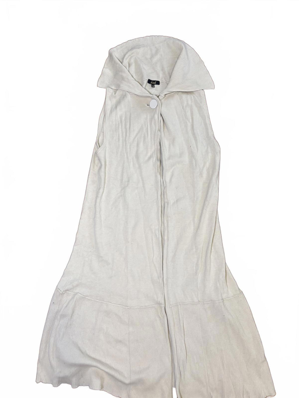 Hael Women's White Cotton Vest with Large Collar and Button - Come Sell Nearly Anything
