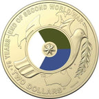 UNC 2020 $2 75th Anniversary The End of WW2 Dove two Dollar coloured Coin in 2x2