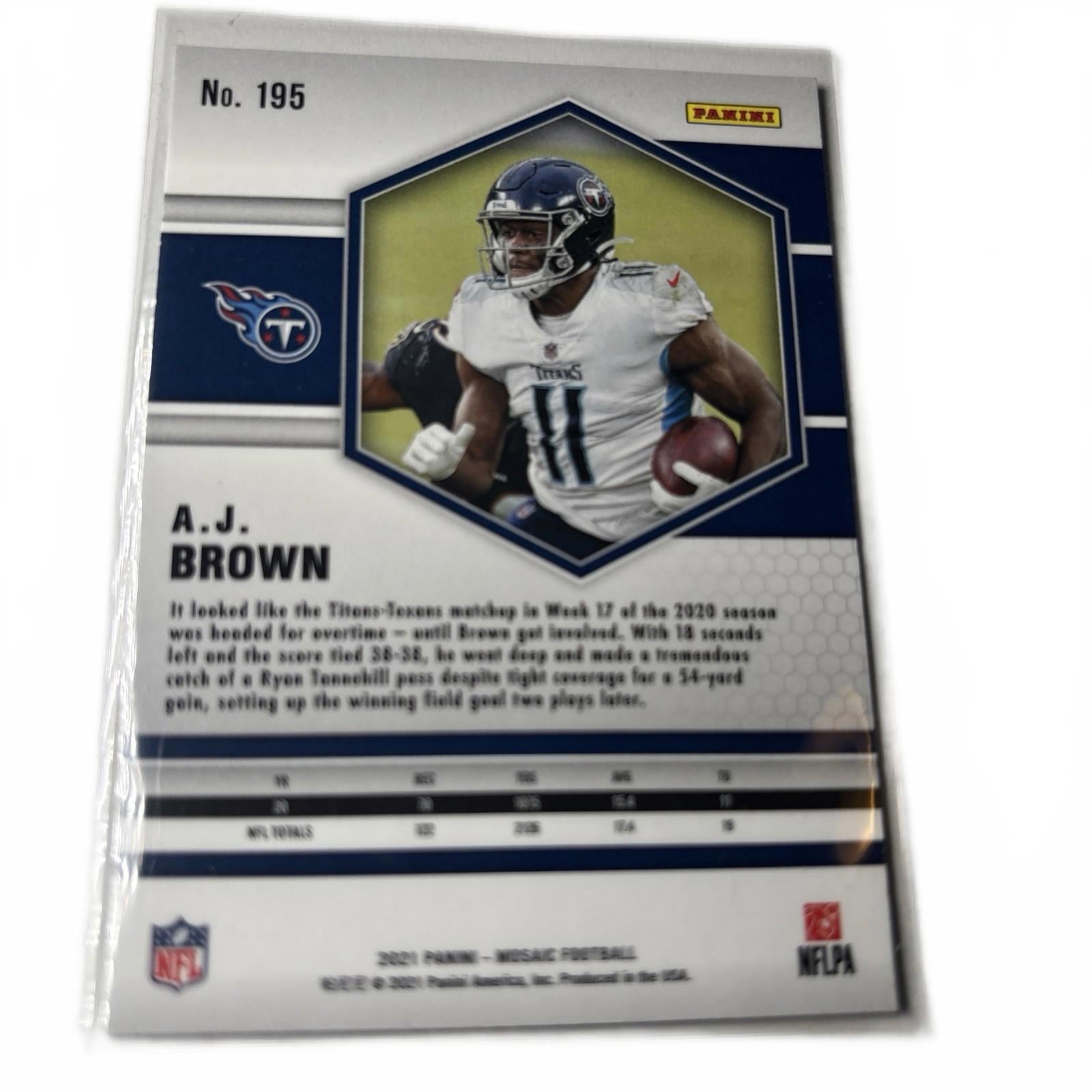 2021 Panini Mosaic Football AJ Brown #195 Tennessee Titans NFL
