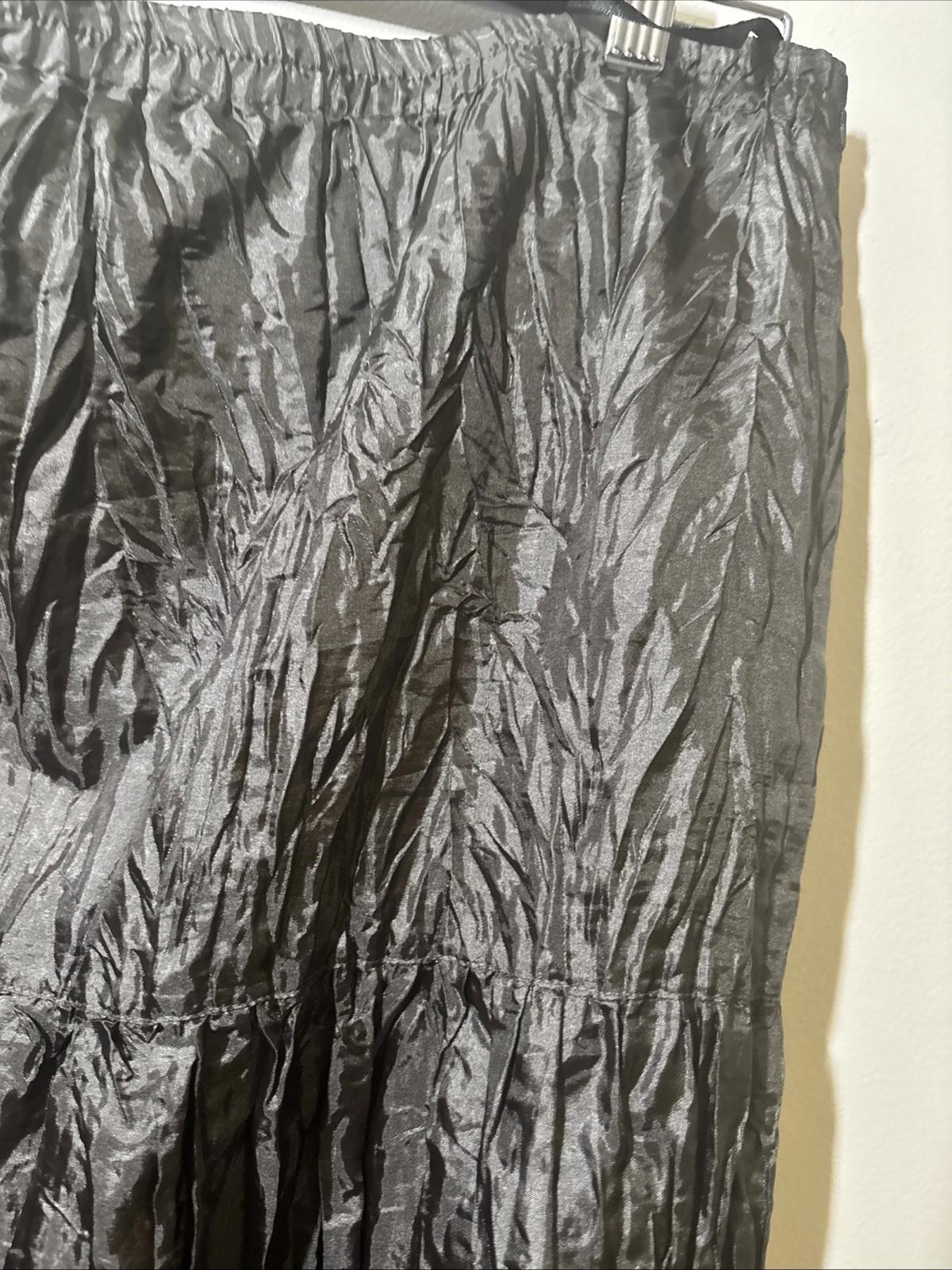 Vintage Y2K Midi Skirt Size XL By SUZANNE GRAE Grey Crinkle Asymmetric - Come Sell Nearly Anything