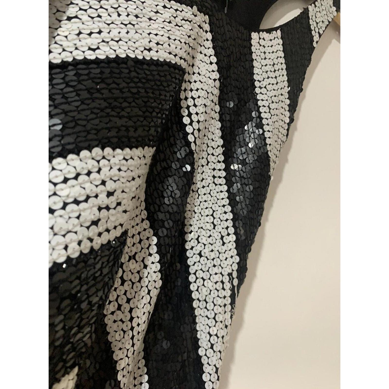 WOMENS Vintage Sz S black & White Sequence BAUHAUS dress Side Zip T2-10 - Come Sell Nearly Anything