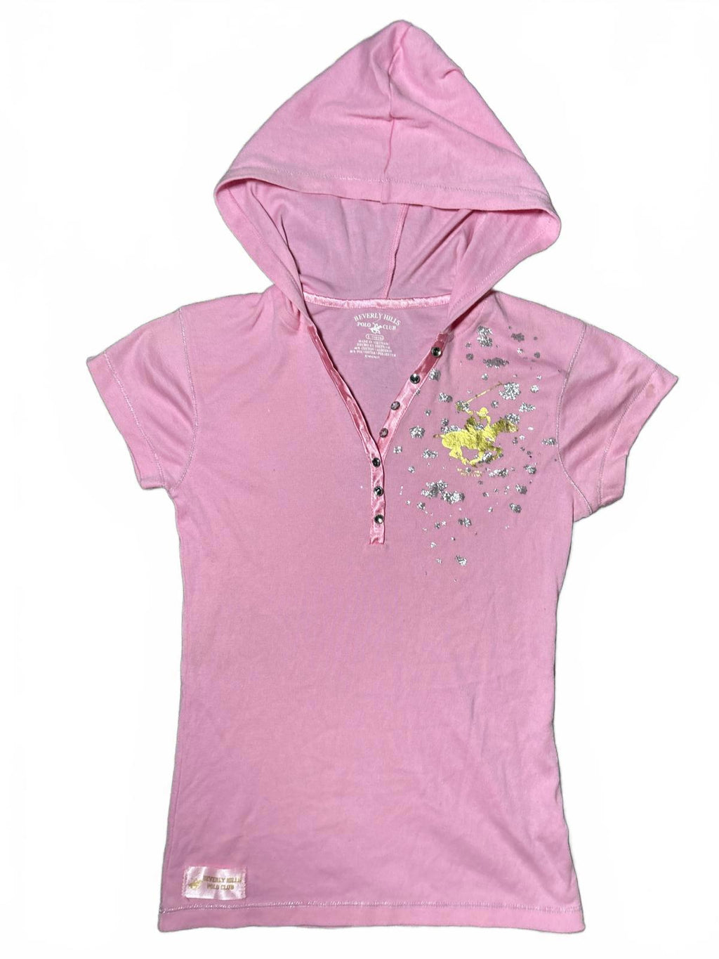 Beverly Hills Polo Club Pink Hooded Polo Shirt Size L/14-16 - Come Sell Nearly Anything