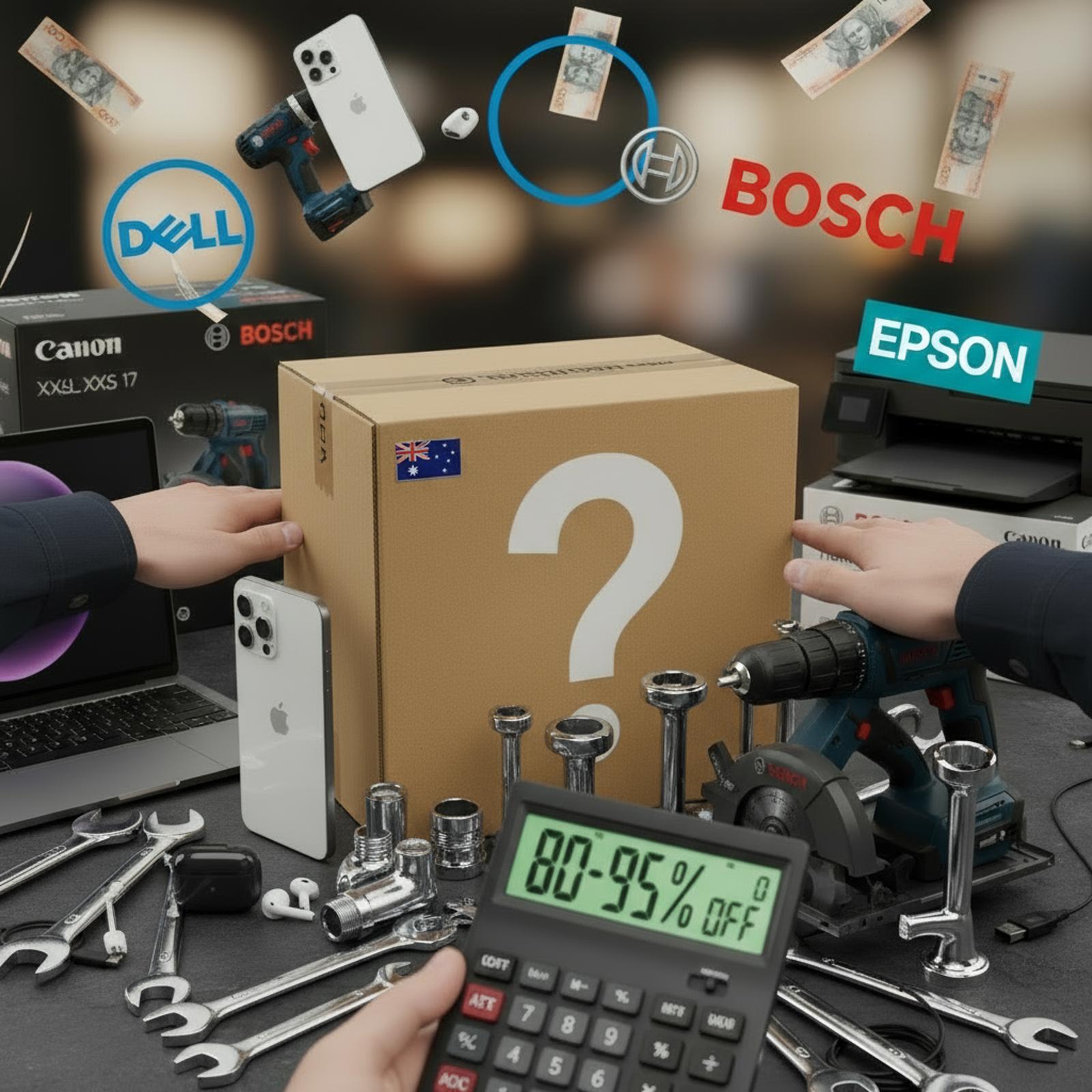 Massive Mystery Box Sale Australia | Dell, Canon, Epson, Bosch, Tapware & More | 80-95% OFF | Reseller Gold Mine