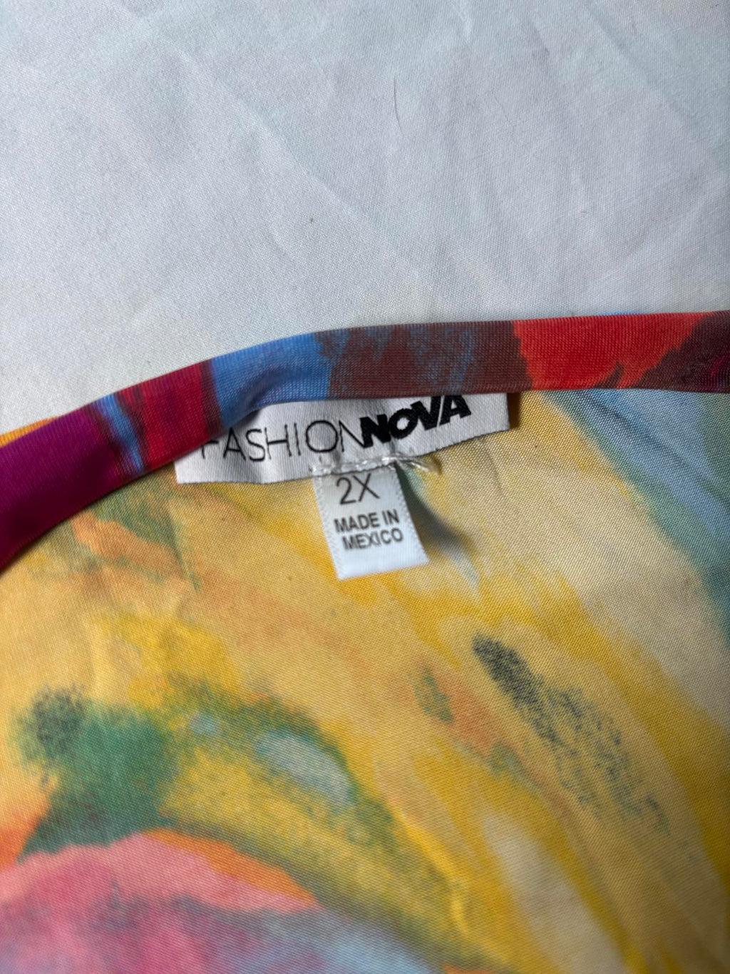 Fashion Nova Women's Long Sleeve Tie-Dye Ruched Dress 2XL Y2K Summer