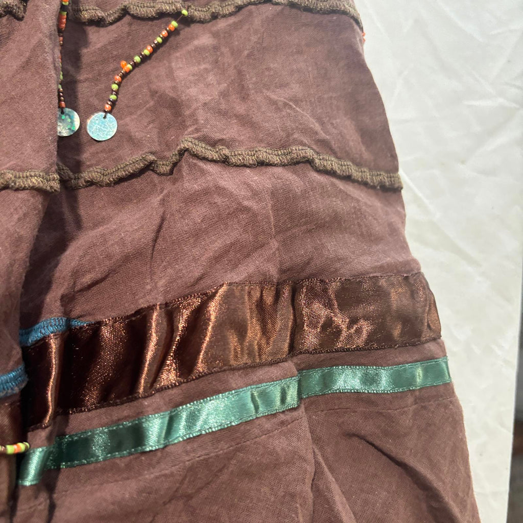 Black Butterfly Womens Brown Embellished Skirt Size 2 Vintage Y2K