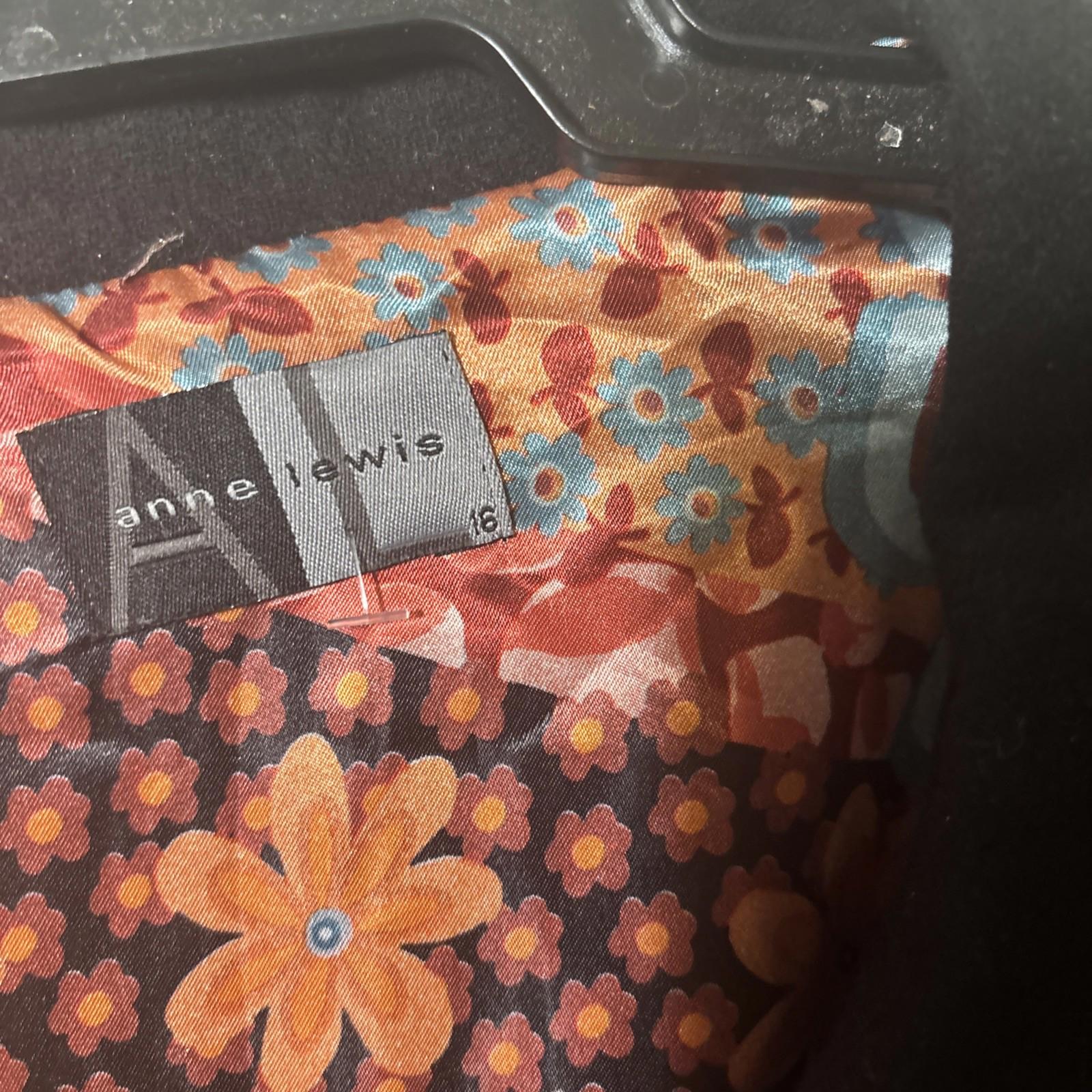 ANNE LEWIS Wool Jacket, fully lined, black Coloured trim. Size 16 - Come Sell Nearly Anything