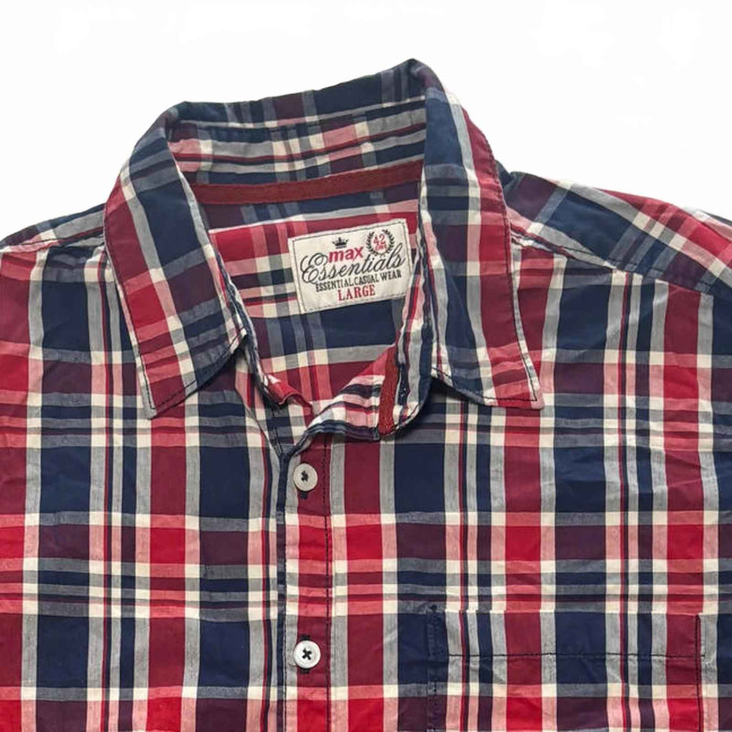 Max Essentials Large Men's Long Sleeve Plaid Shirt 100% Cotton Plaid