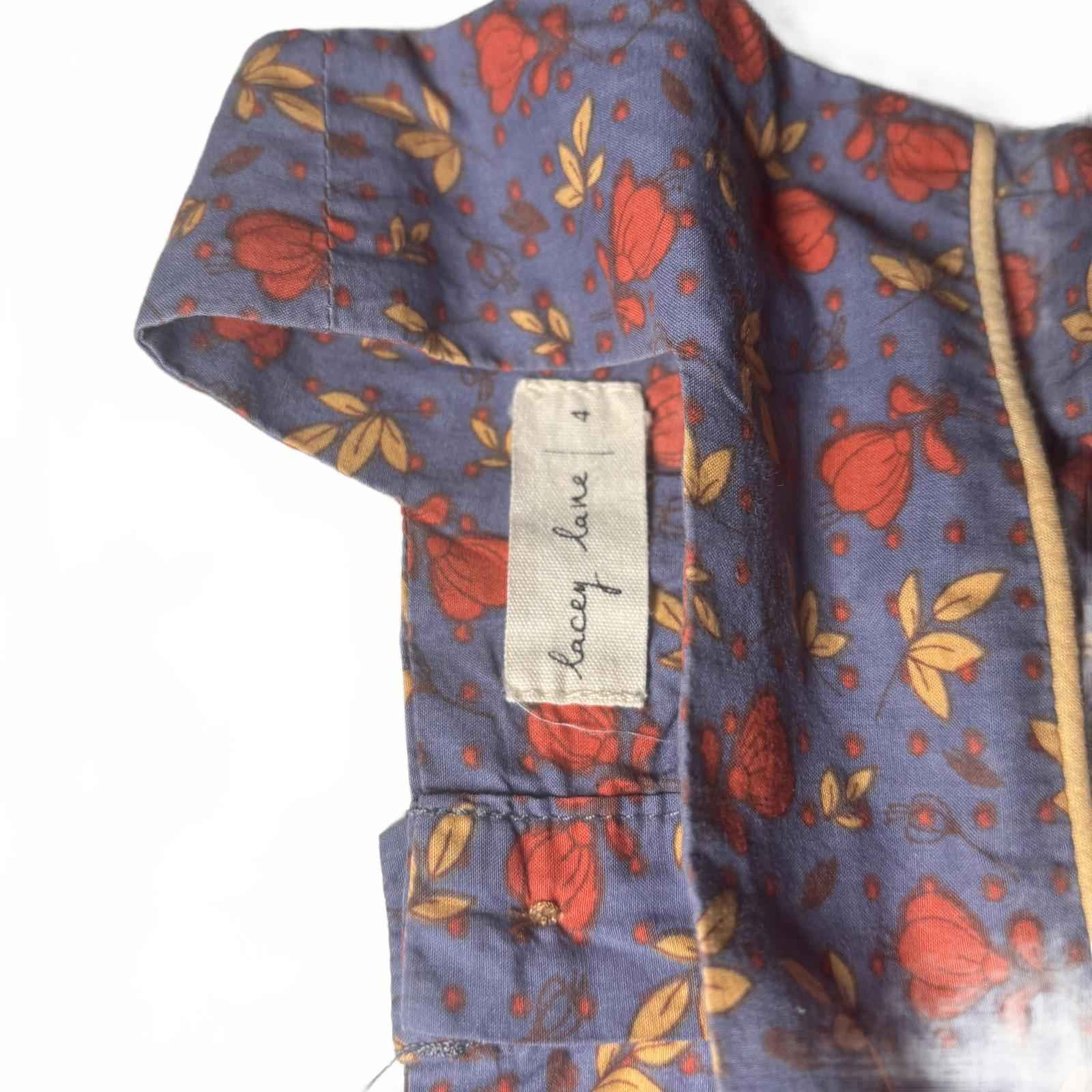 Lacey Lane Girls' Floral Button-Front Dress Size 4 Vintage Style