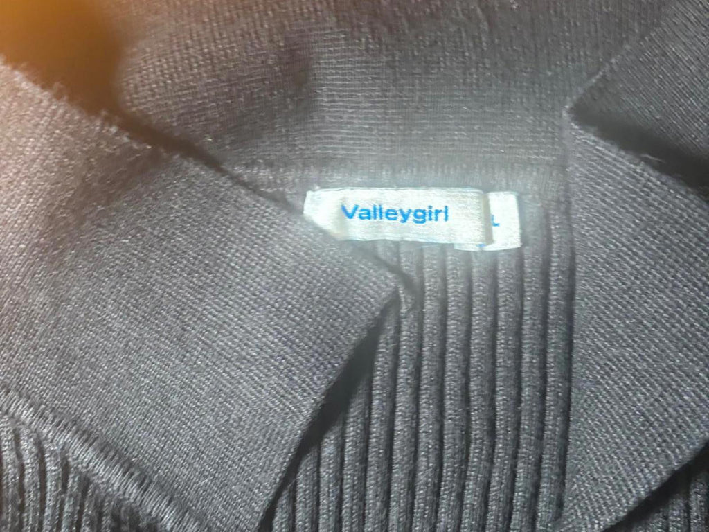 Valleygirl Black Ribbed Long Sleeve Knit Dress - Come Sell Nearly Anything