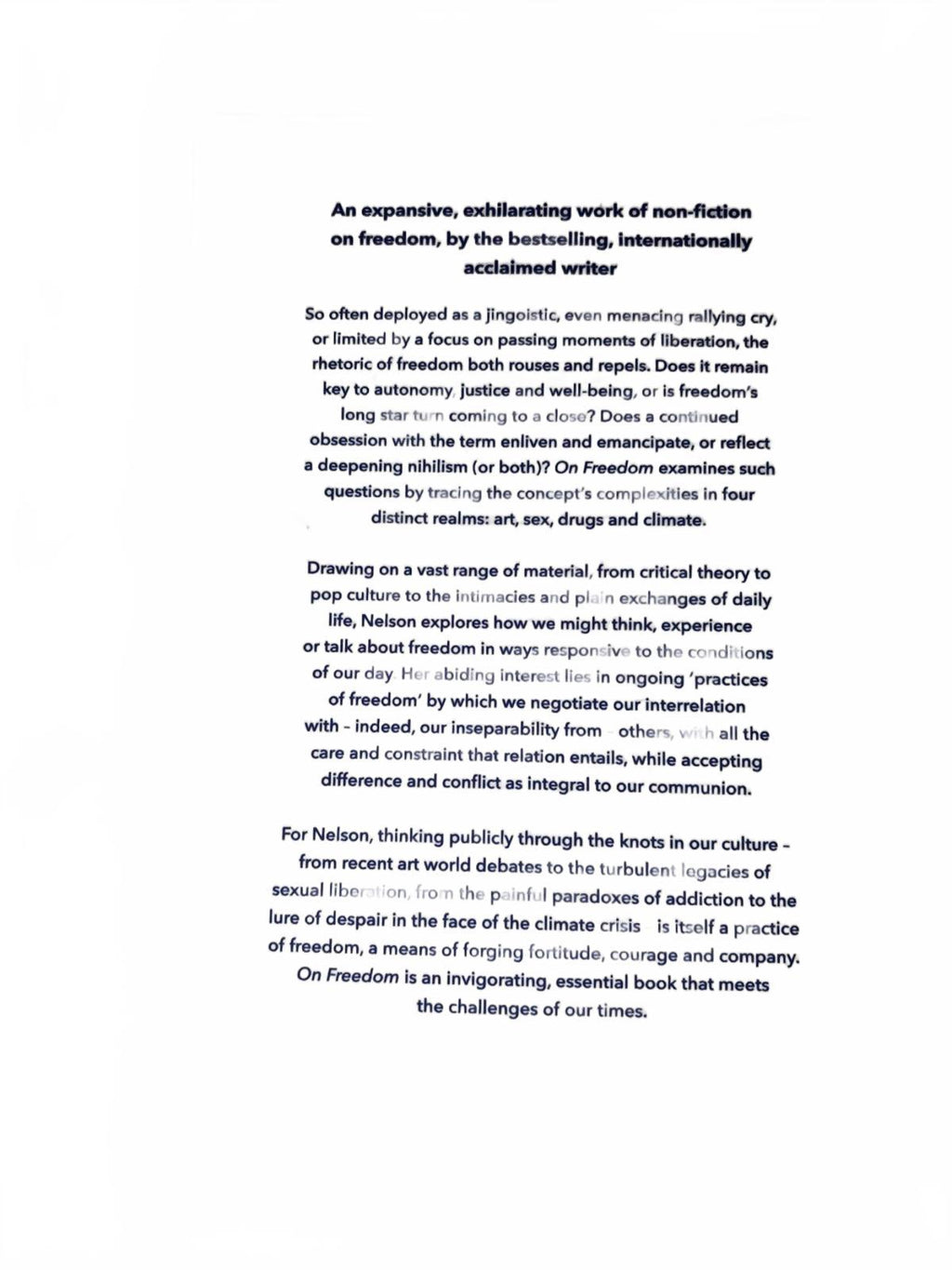 New On Freedom Four Songs of Care and Constraint by Maggie Nelson 2021 Paperback - Come Sell Nearly Anything