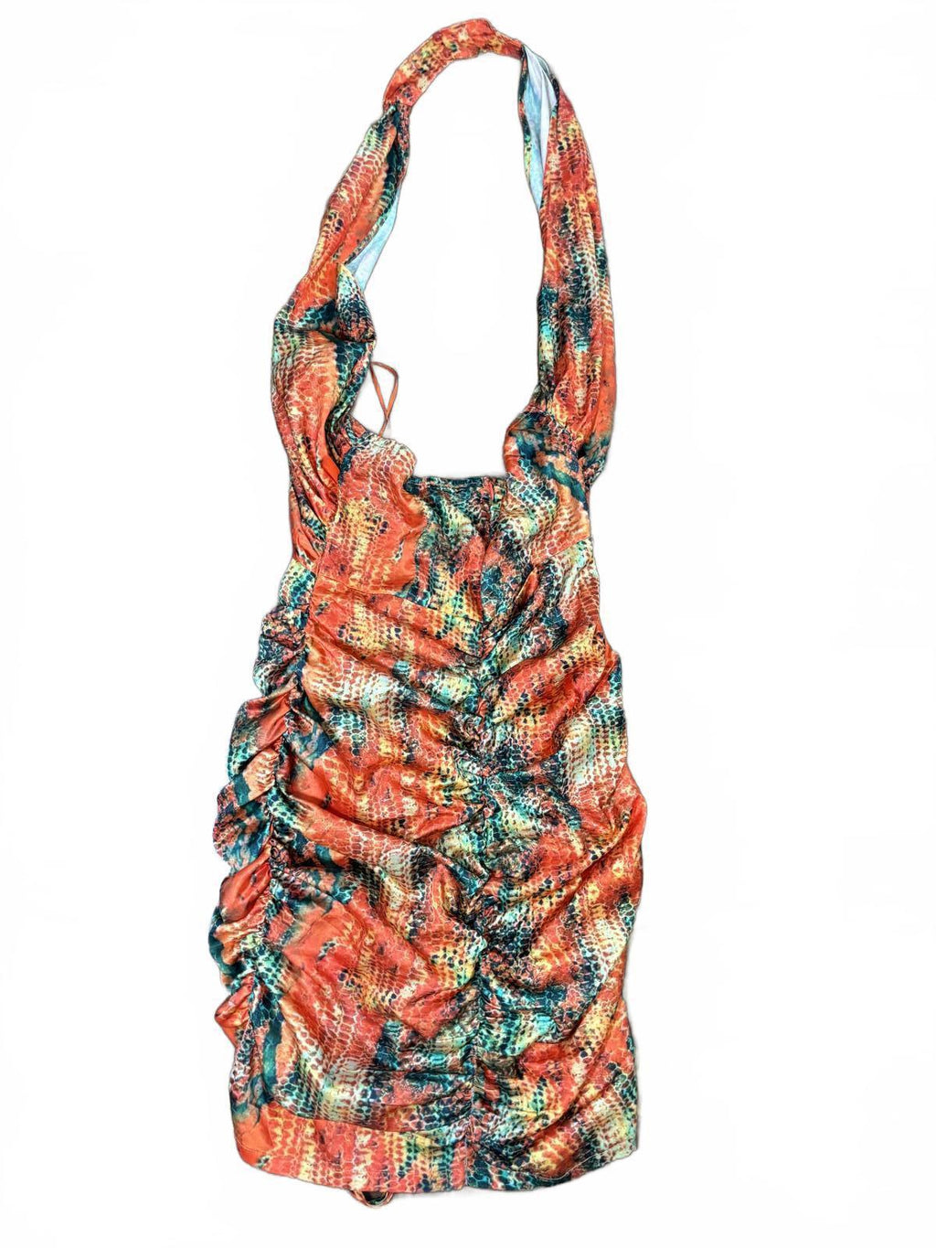 PrettyLittleThing Ruched Snake Print Bodycon Dress - Come Sell Nearly Anything