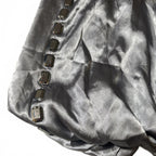 Women's CCT Fashion Silver Satin Bubble Hem Skirt with Ribbon Detail Size M BNWT