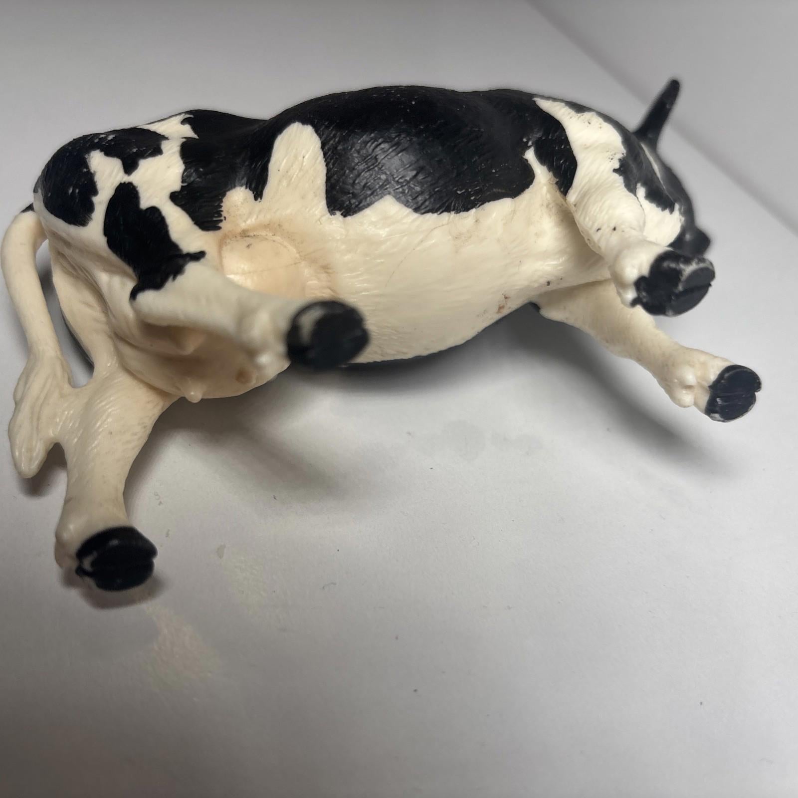 Vintage Jersy Cow Farm Animal Plastic PVC Roll Play Toy Figure Figurine 8 Inch