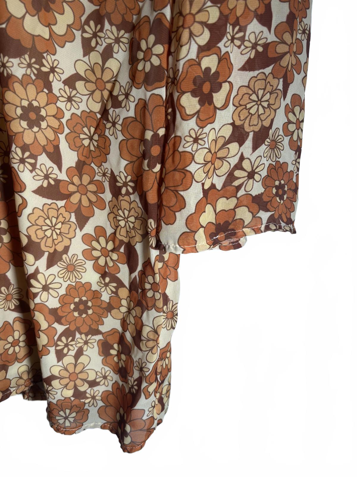 SHEIN Vintage Floral Print Flared Long Sleeve  Dress - Come Sell Nearly Anything