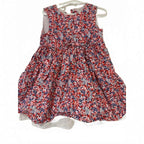 Girls Prairie dress red floral pattern fabric flared skirt 3-4years