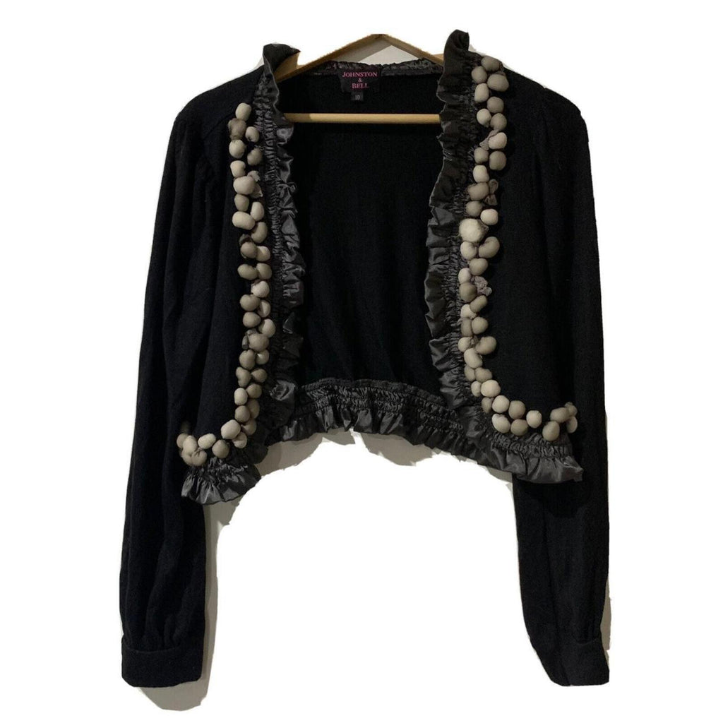 Johnston & Bell Size 10 Women's Black Decorative Cardigan Sweater - Come Sell Nearly Anything