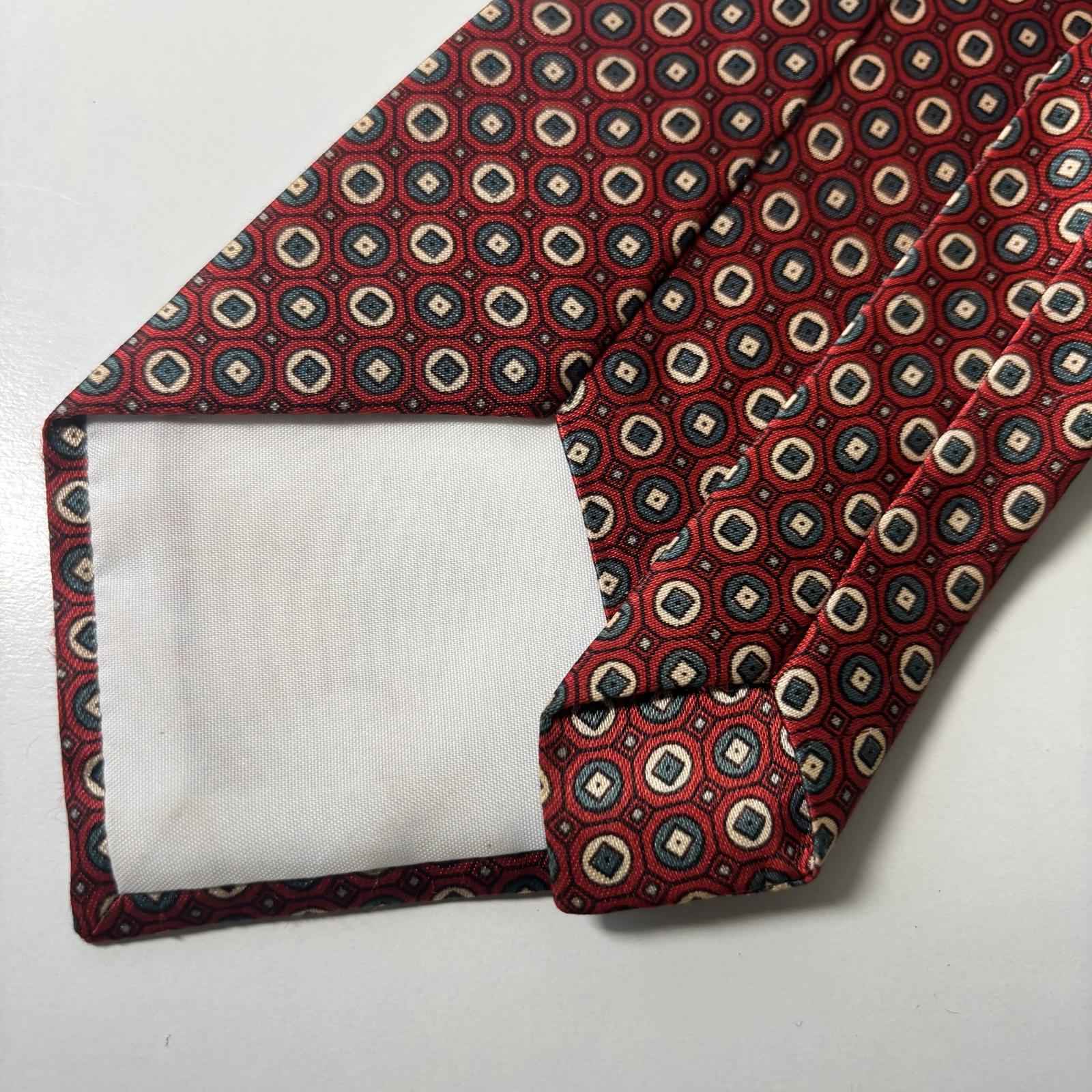 John & Lou Men's Red Geometric Silk Tie