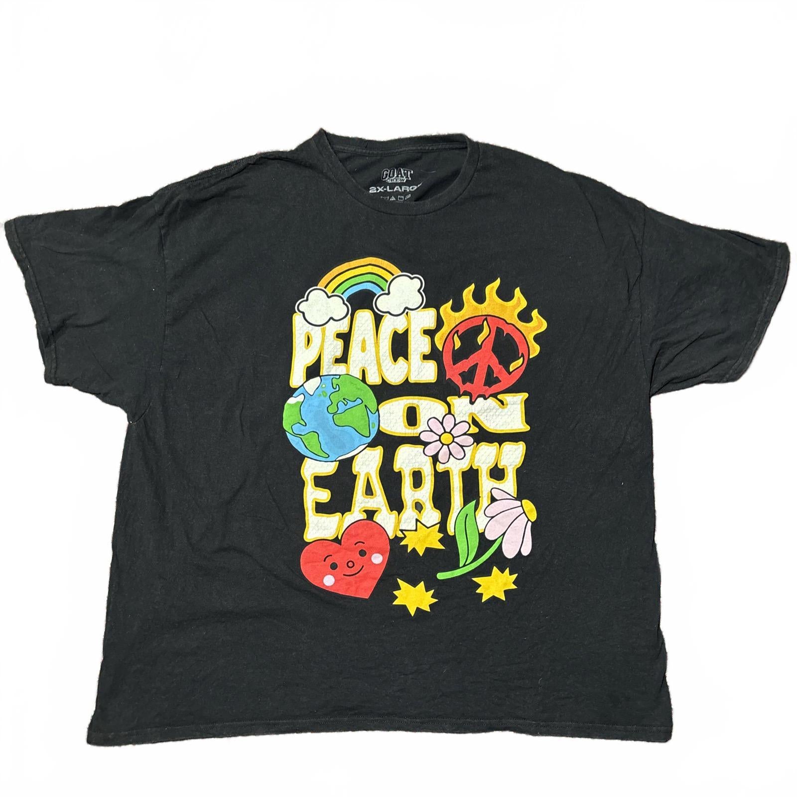 Goat Crew 2XL Peace on Earth Graphic T-Shirt Vintage Style - Come Sell Nearly Anything