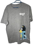 Bluey Large Grey Graphic T-Shirt Menswear Cartoon Dog Print - Come Sell Nearly Anything