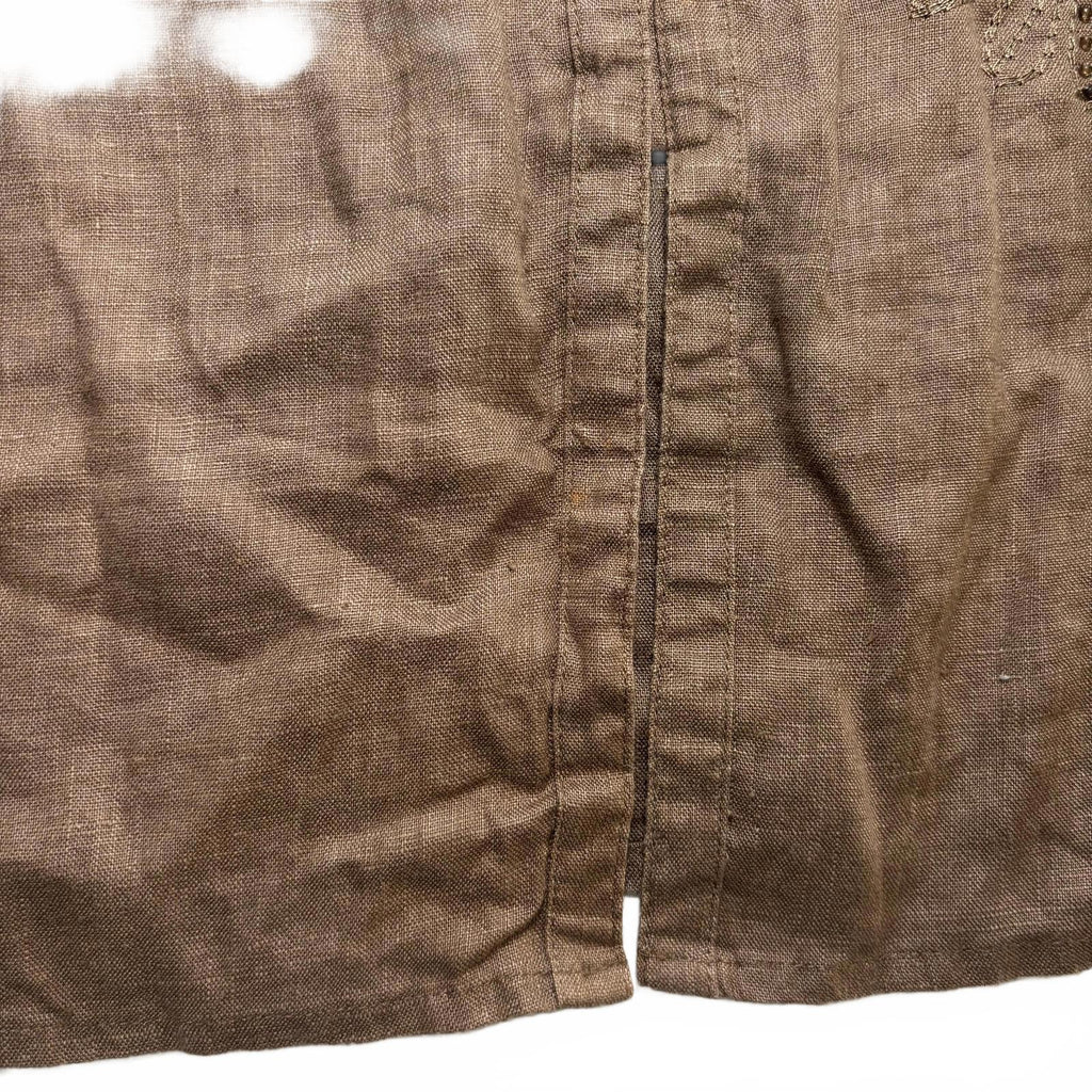 Free Woman Brown Linen Embroidered Top Size 14 - Come Sell Nearly Anything