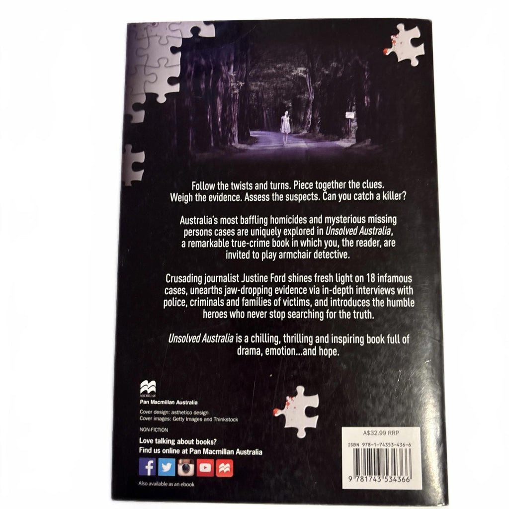 Unsolved Australia Book Justine Ford (paperback) True Stories - Come Sell Nearly Anything