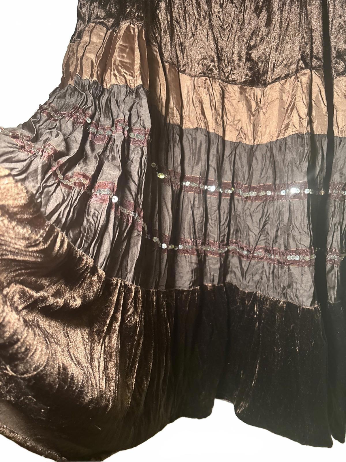 Layered Maxi Skirt  Roy In Multicolour Brown Shinny  Size 14 - Come Sell Nearly Anything