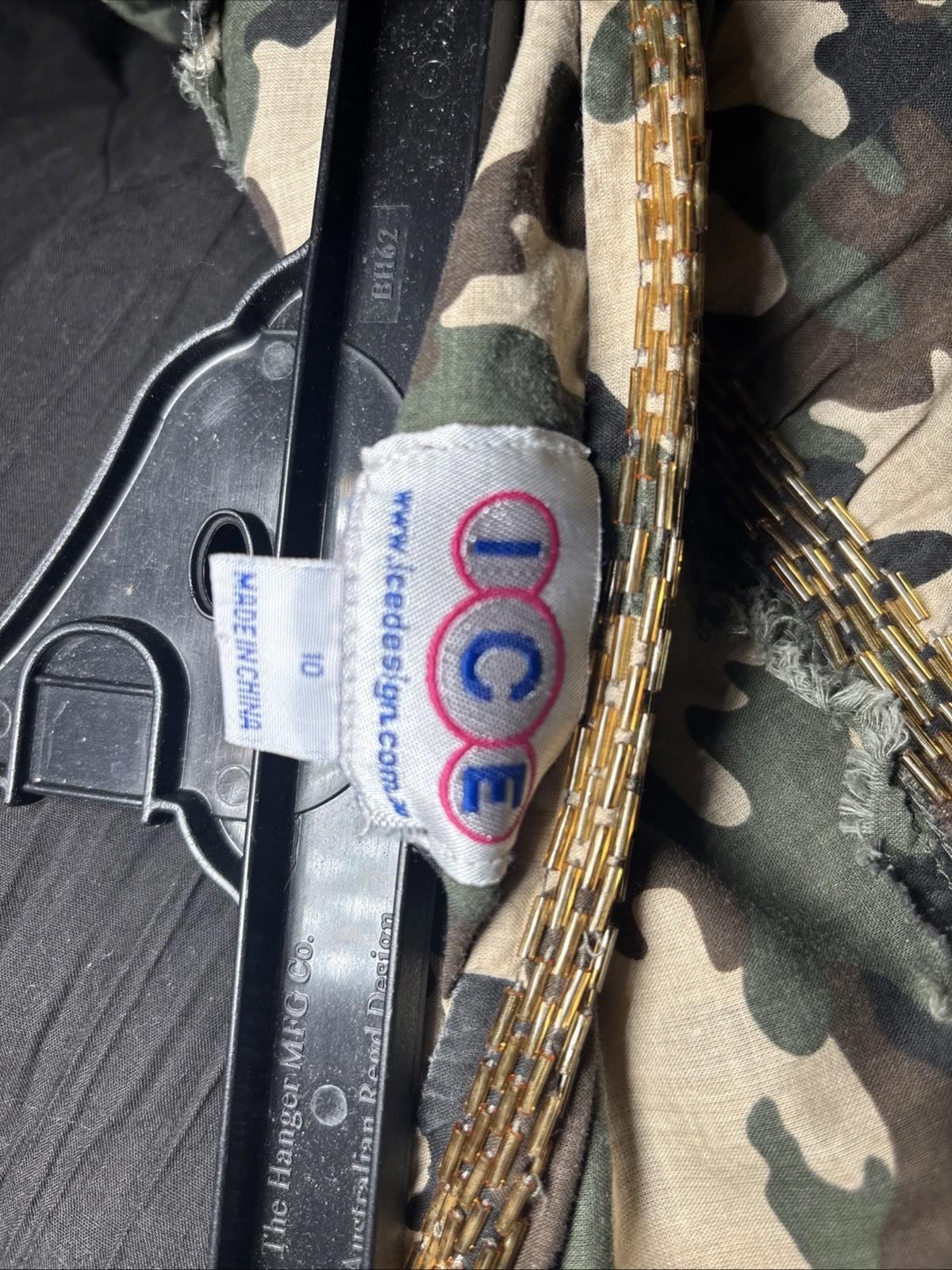 Rare ICE 1990s Vintage Boho CAMO Beaded Wrap Maxi Skirt S 10 Made in Aust - Come Sell Nearly Anything