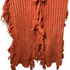 Rust Orange Ribbed Long Sleeve Dress with Fringe Details - XL - Come Sell Nearly Anything