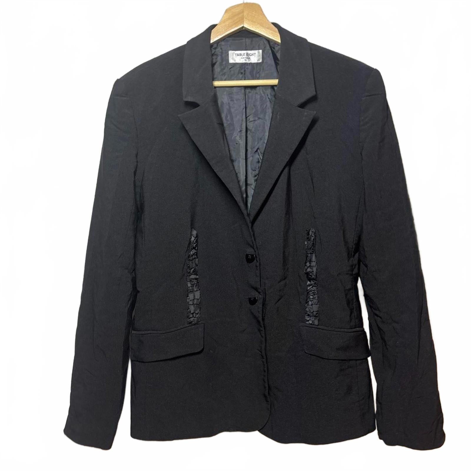 Vintage table 8 Black Size 16 Jackey / Blazer with trim back / shoulders - Come Sell Nearly Anything