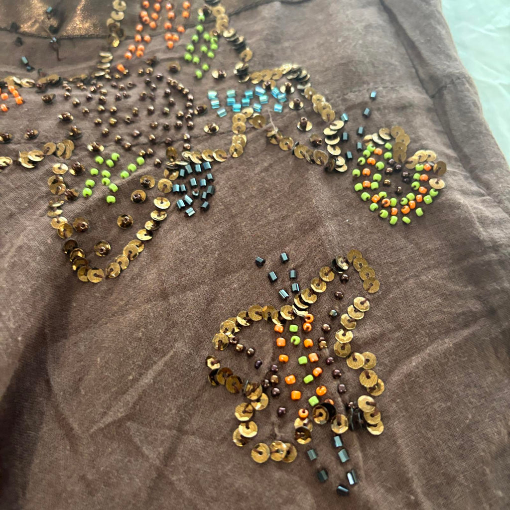 Black Butterfly Womens Brown Embellished Skirt Size 2 Vintage Y2K