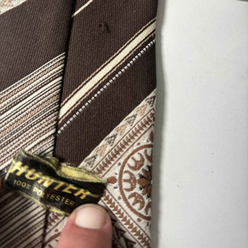 Vintage Hunter Brown Patterned Men's Polyester Tie