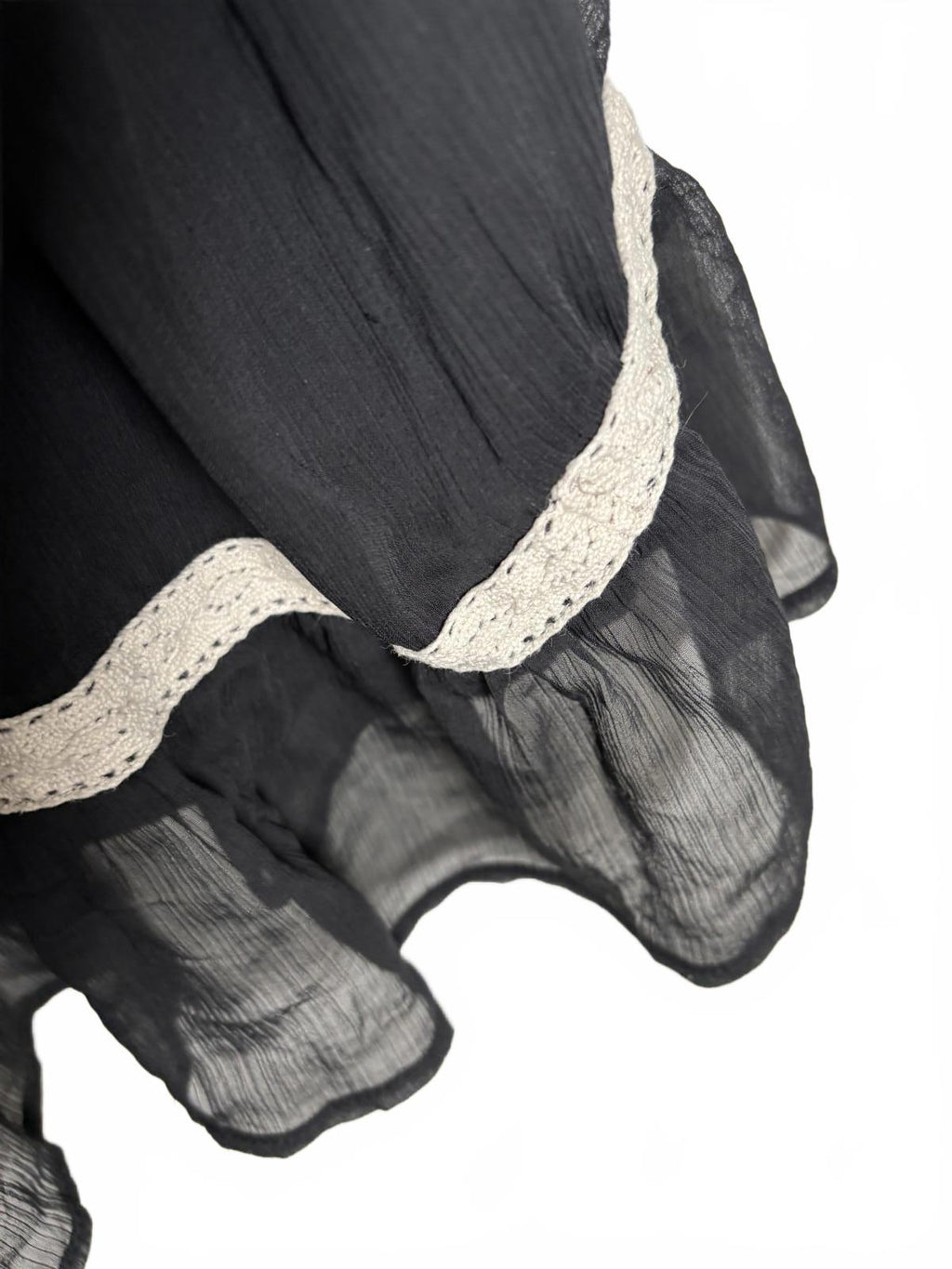 Expression Black Sheer Dress with White Crochet Trim Size 1B