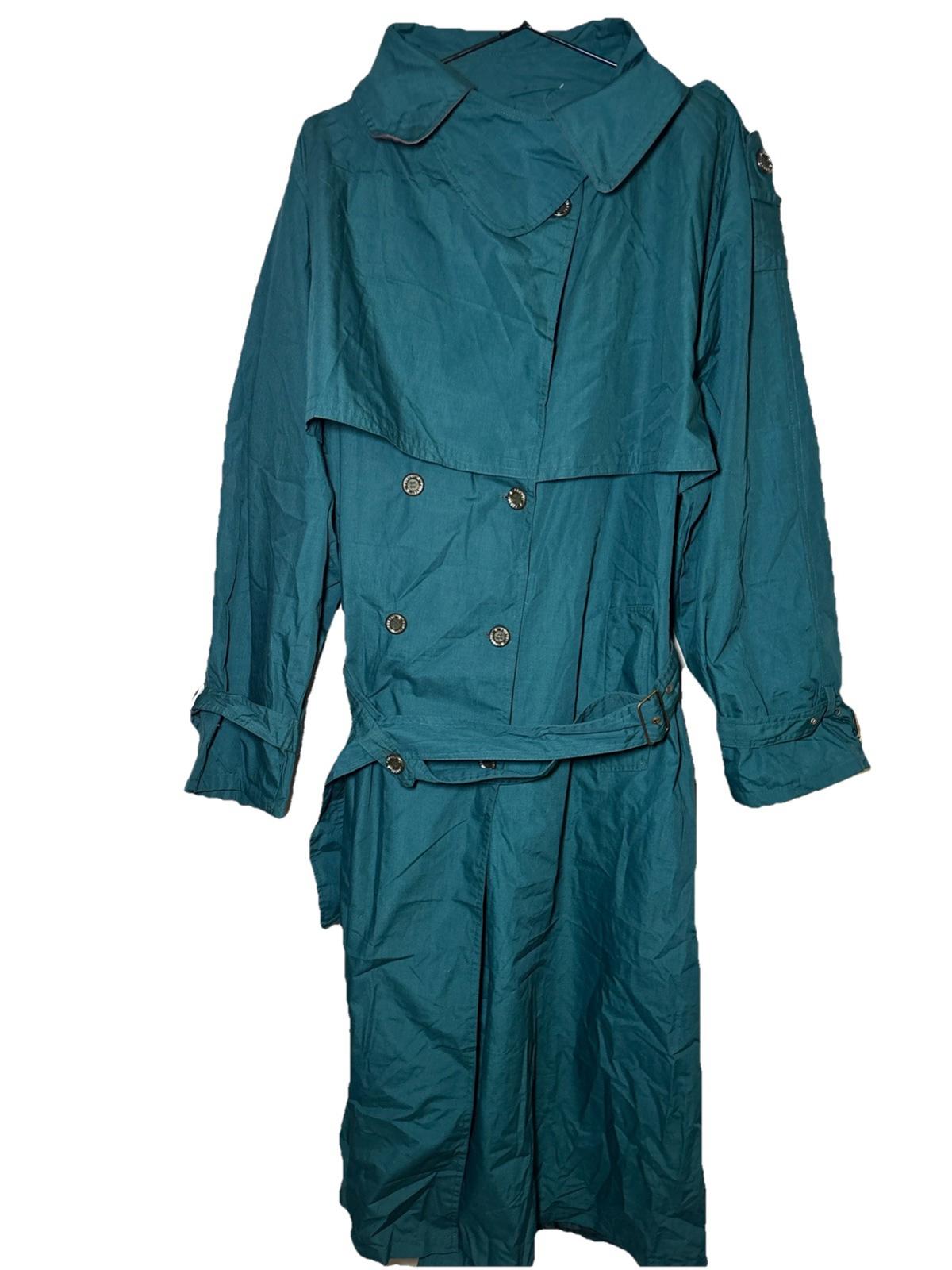 VIVOFERRE Women's Teal Trench Coat Size Medium Vintage #TrenchCoat #WomensOuterwear #VintageFashion - Come Sell Nearly Anything