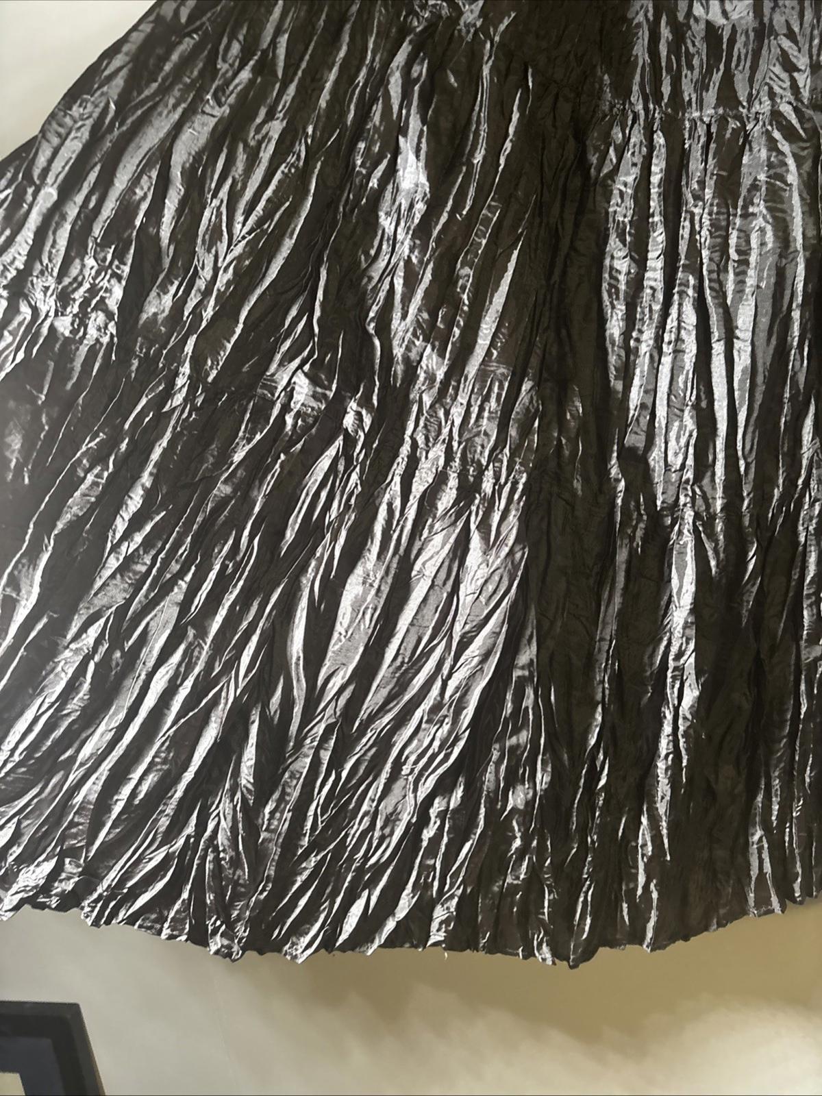 Vintage Y2K Midi Skirt Size XL By SUZANNE GRAE Grey Crinkle Asymmetric - Come Sell Nearly Anything