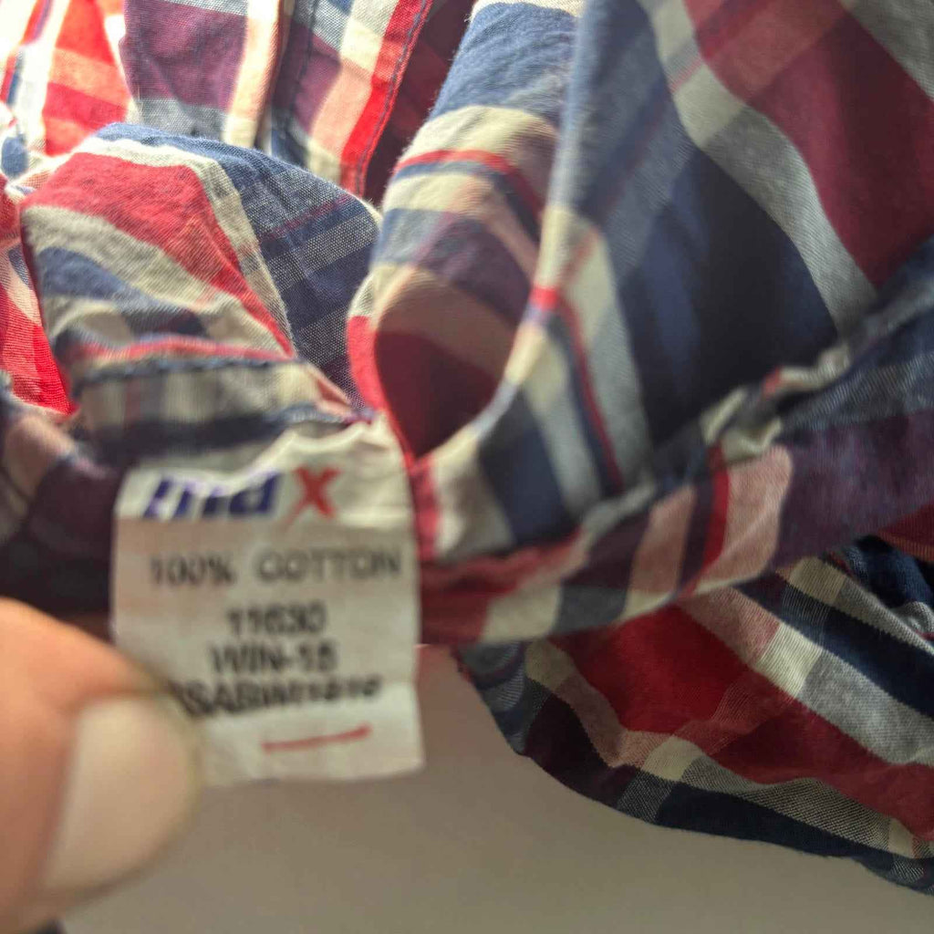 Max Essentials Large Men's Long Sleeve Plaid Shirt 100% Cotton Plaid