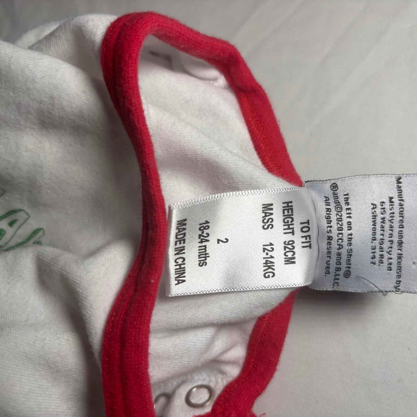 The Elf on the Shelf Baby Bodysuit One  18-24 Months Christmas #ElfOnTheShelf