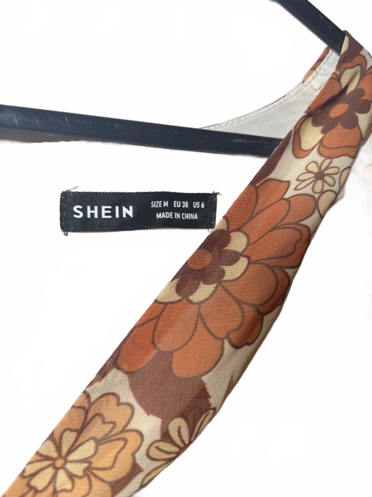 SHEIN Vintage Floral Print Flared Long Sleeve  Dress - Come Sell Nearly Anything