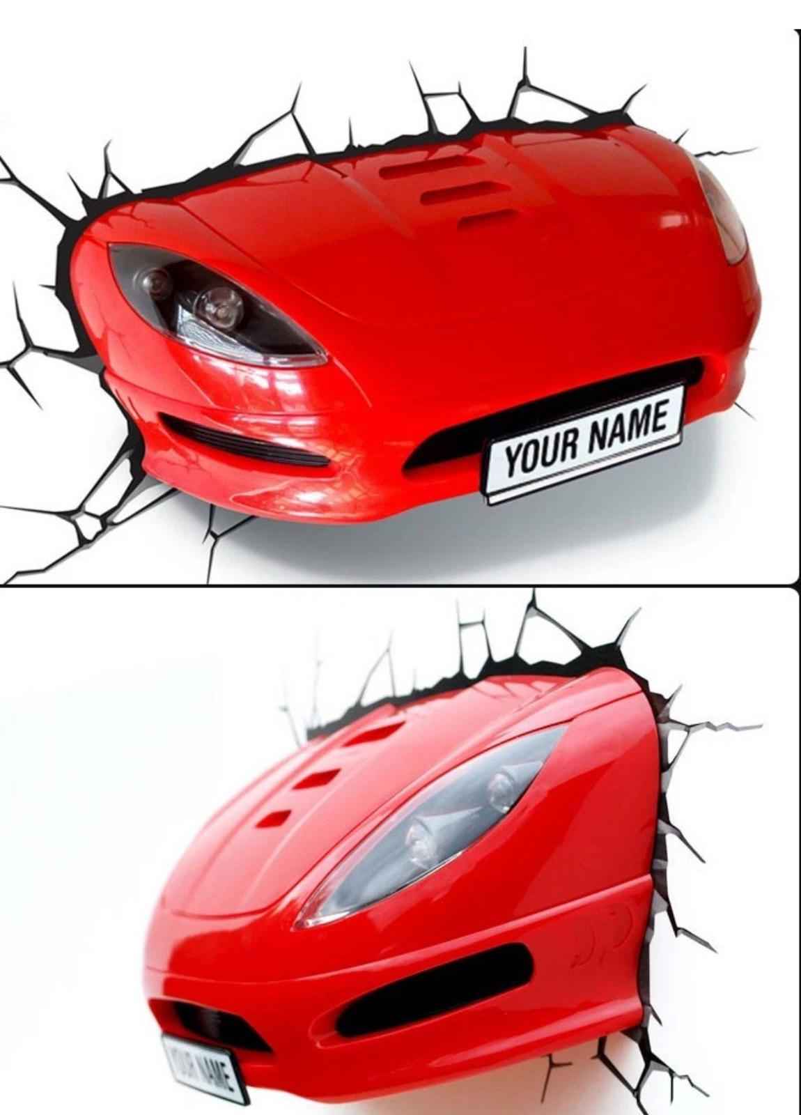 3D FX Deco Hot Red Sports Car Led Night Light Wall Toys Art Room Deco Hot