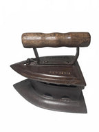 Vintage Cast Iron Charcoal Clothes Iron with Wooden Handle