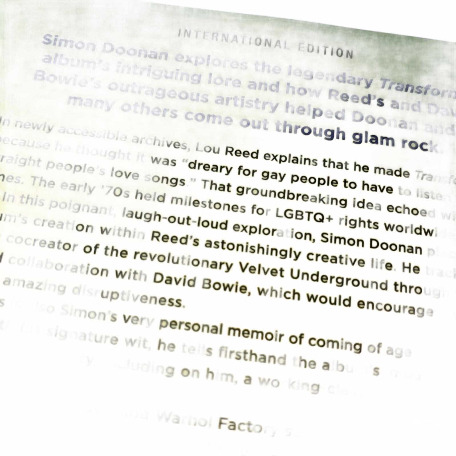 Transformer: A Story of Slitter, Glam Rock and Loving Lou Reed by Simon Doonan - Come Sell Nearly Anything