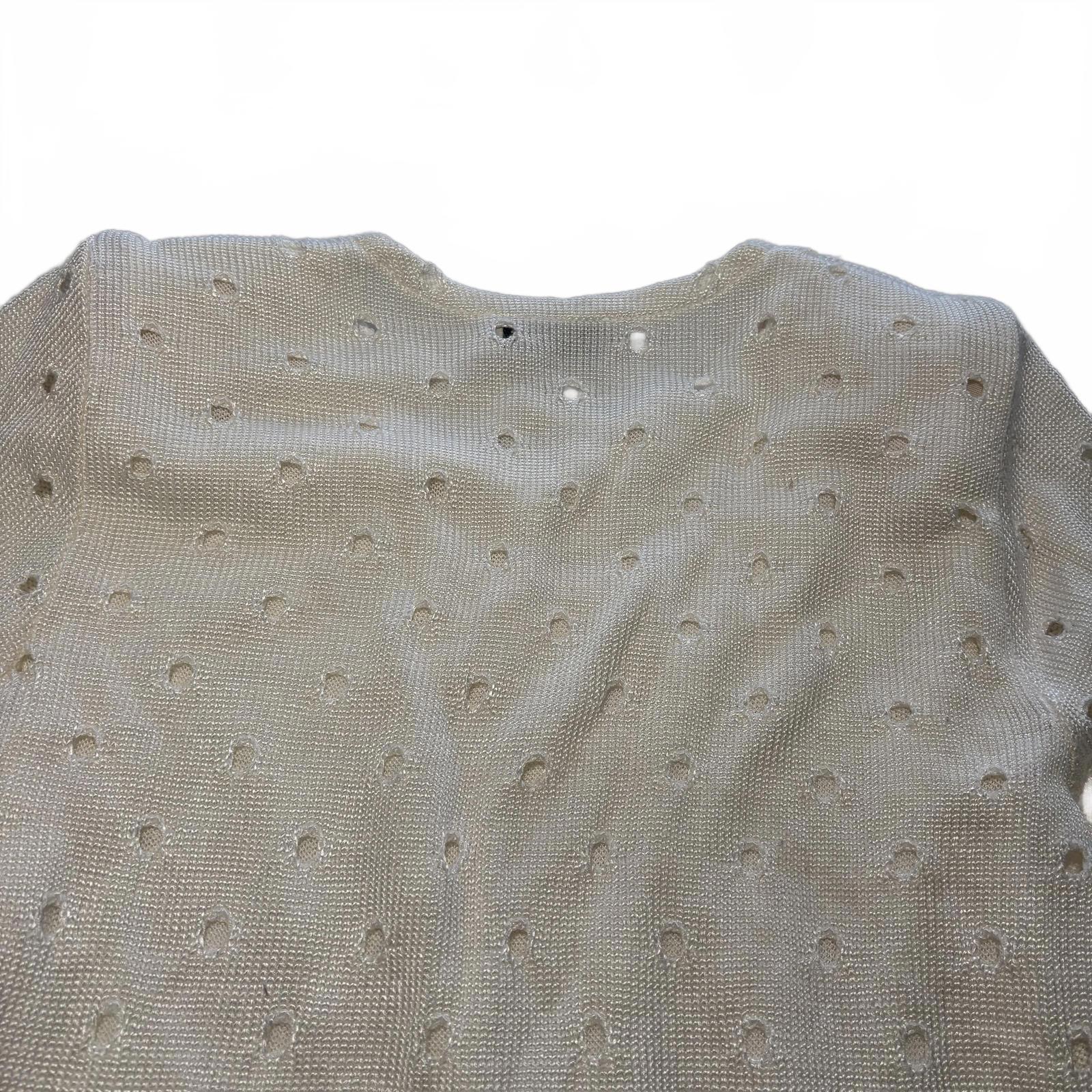 Venetia Linea Giovane Women's Short Sleeve Knit Top - White, Size 2 VTG - Come Sell Nearly Anything