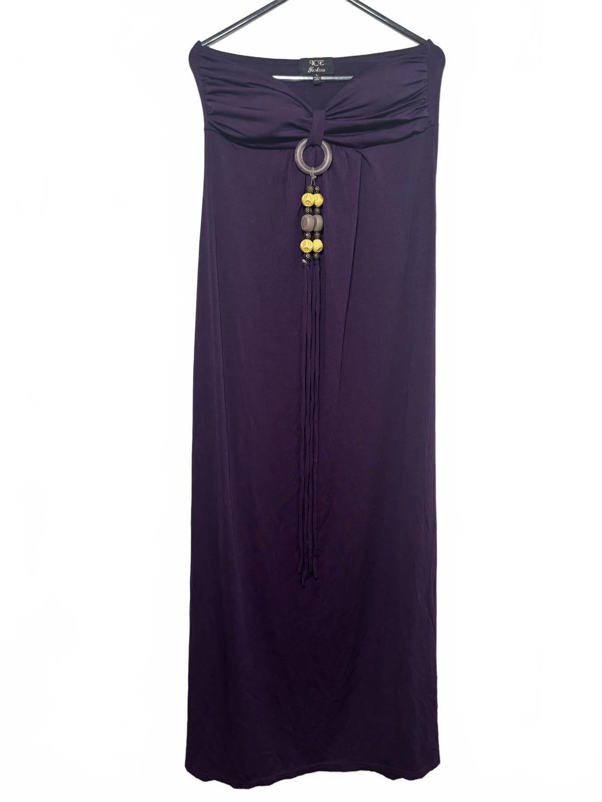 ICE Fashion Purple Maxi Dress with Decorative Front Ring Large - Come Sell Nearly Anything
