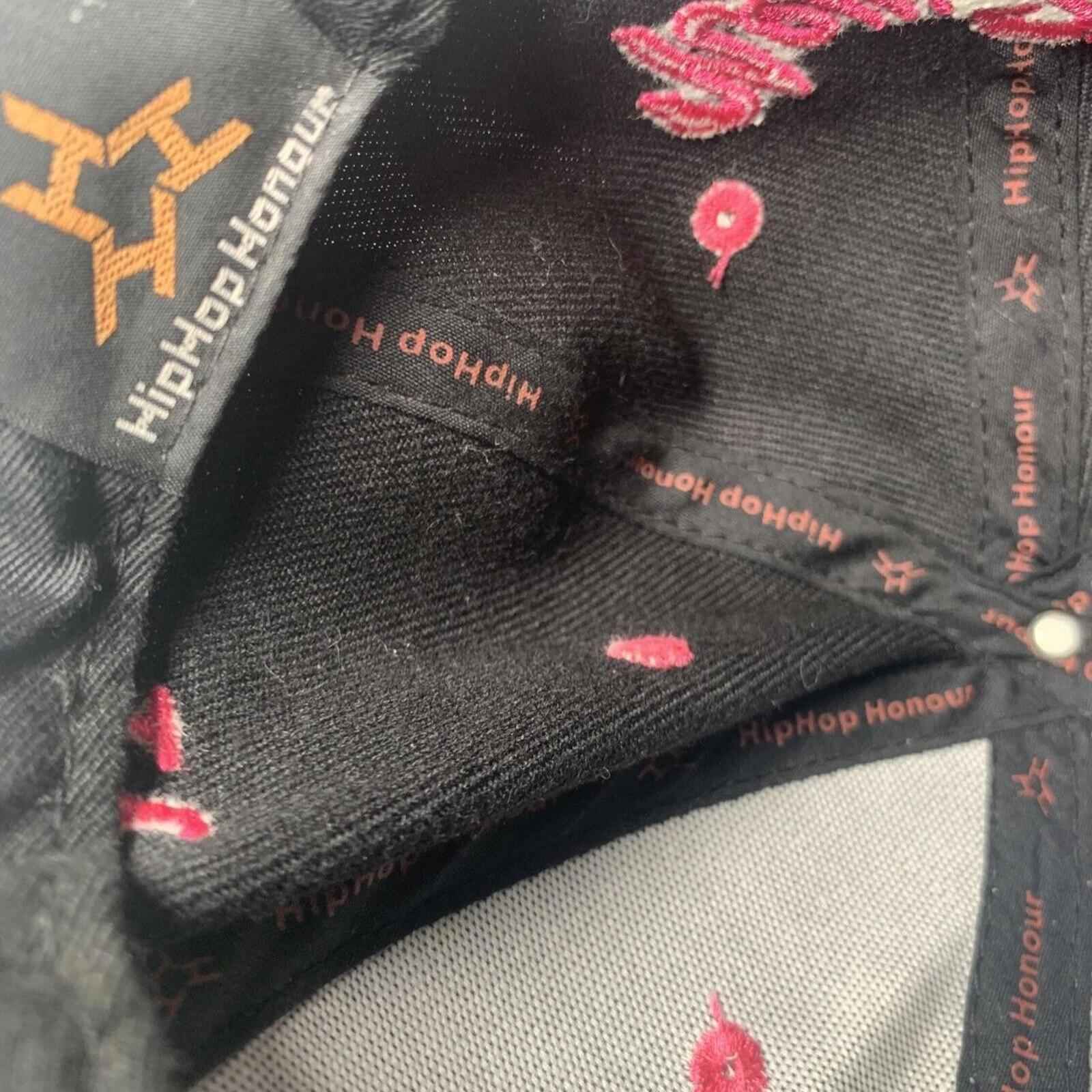 NY HipHop Honor Baseball Cap Size Black &amp; Pink With Flowers Brim SnapBack.